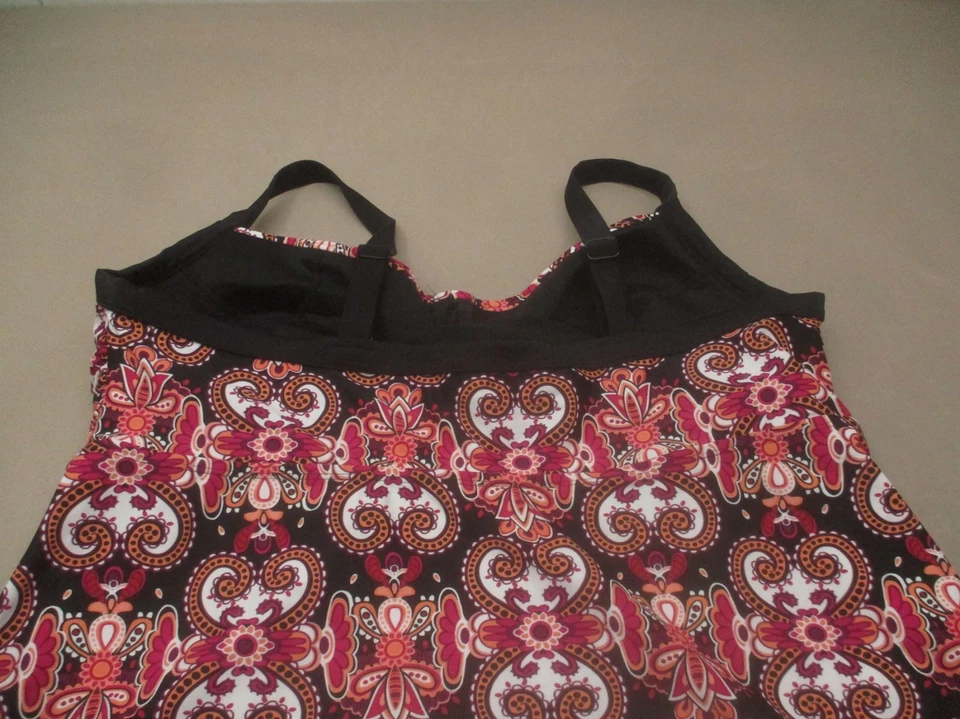 MERONA Size 24W Womens Paisley Lined Underwire Pull On Quick Dry Tankini 10G - Image 4 of 4