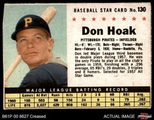 1961 Post Cereal #130 Don Hoak  Hand Cut Pirates 3 - VG