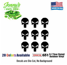 The Punisher Skull Vinyl Decals Phone Helmet Gun Mag 1" 2" 3" Stickers Set of 9