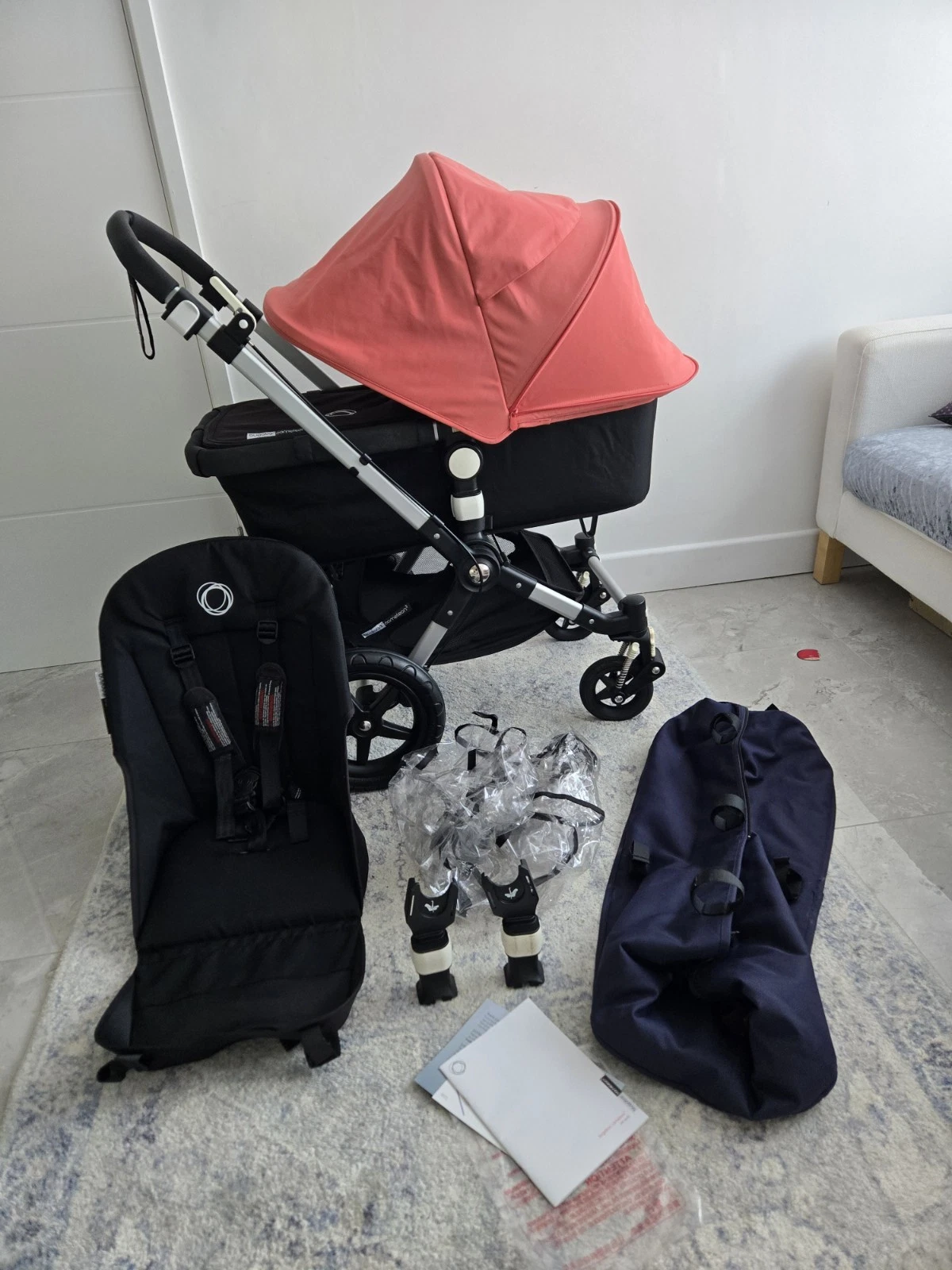Stunning Bugaboo Cameleon3 Black & morning pink Pushchair Stroller Pram