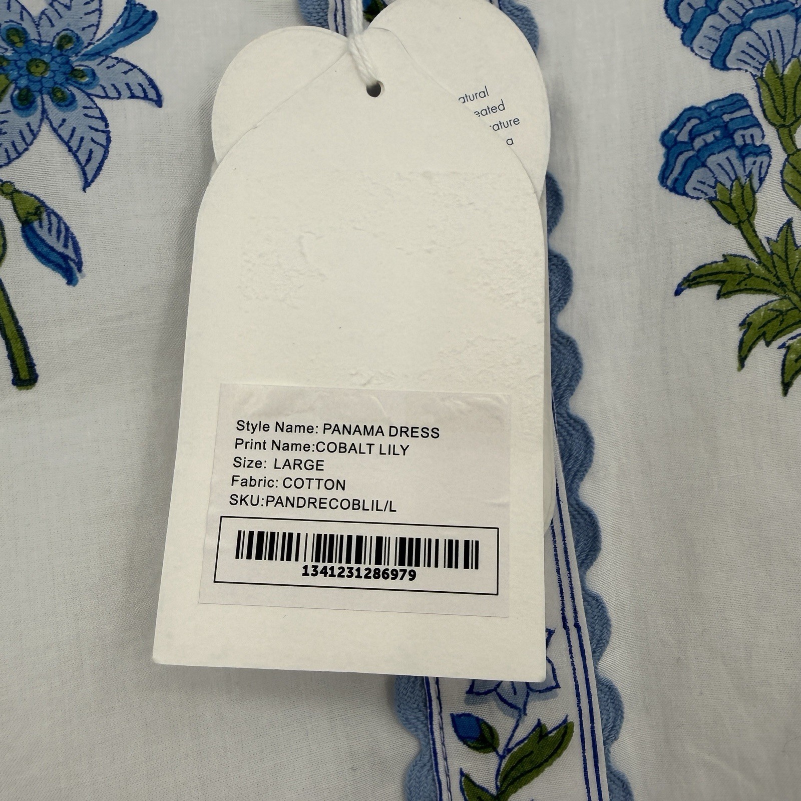 Pink City Prints Cobalt Lilly Panama Dress Size L Large Belted Cotton Maxi Shirt