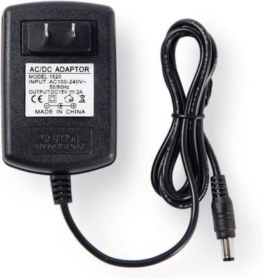 Model 1520 AdapPower Supply Adapter 15V 1A / 2A for 100V - 240V AC 50/60Hz Black