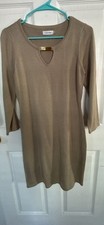 Calvin Klein Tan Long Sleeve Keyhole Sweater Dress