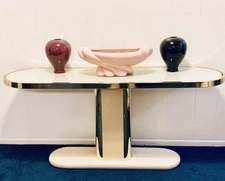 RARE Jaru Vintage Ceramic Pottery Abstract MCM Centerpiece Bowl 2 Bulbous Vases