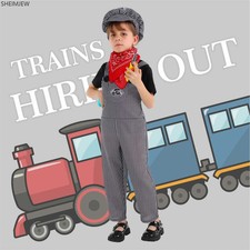 Children's Train Conductor Costume Boys Girl Train Engineer Cosplay Costume