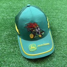 John Deere Flaming Tractor Full Throttle Mesh Snapback Cap Hat New Without Tags