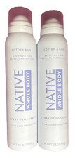 2PK Native Whole Body Spray Deodorant 3.5 OZ Each Cotton Lily READ