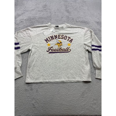 NFL Minnesota Vikings Women Cropped Sweatshirt Gray Purple Gold Large NWT CSA