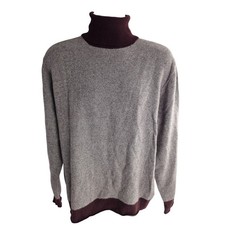 Men's CANALI Wool Cashmere Herringbone Turtleneck Sweater XL Made in Italy