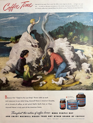 1948 Maxwell House Coffee Good Last Drop Picnic Lawrence Beal Smith VTG Print Ad