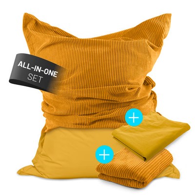 LUMALAND XXL Sitzsack Outdoor Beanbag + Indoor Cord Bezug Riesen Sitzkissen 380L