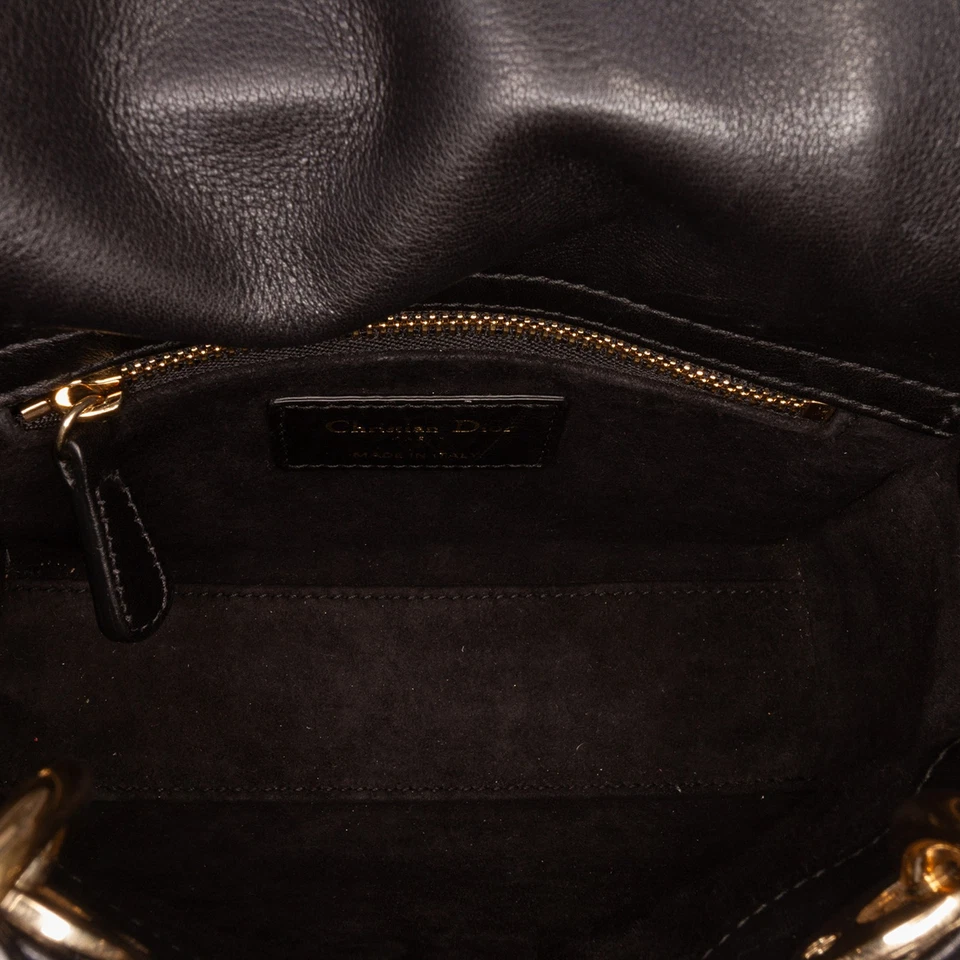 Authenticated Dior Mini Calfskin Beaded Embroidered Lady Dior Black - Image 4 of 4