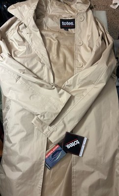 Totes Weather Protectors Women s Lined Trench Coat Brown Waterproof Size L NWT s