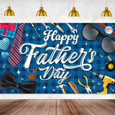 Happy Fathers Day Banner Decorations for Party, Blue Happy Father'S Day Backdrop