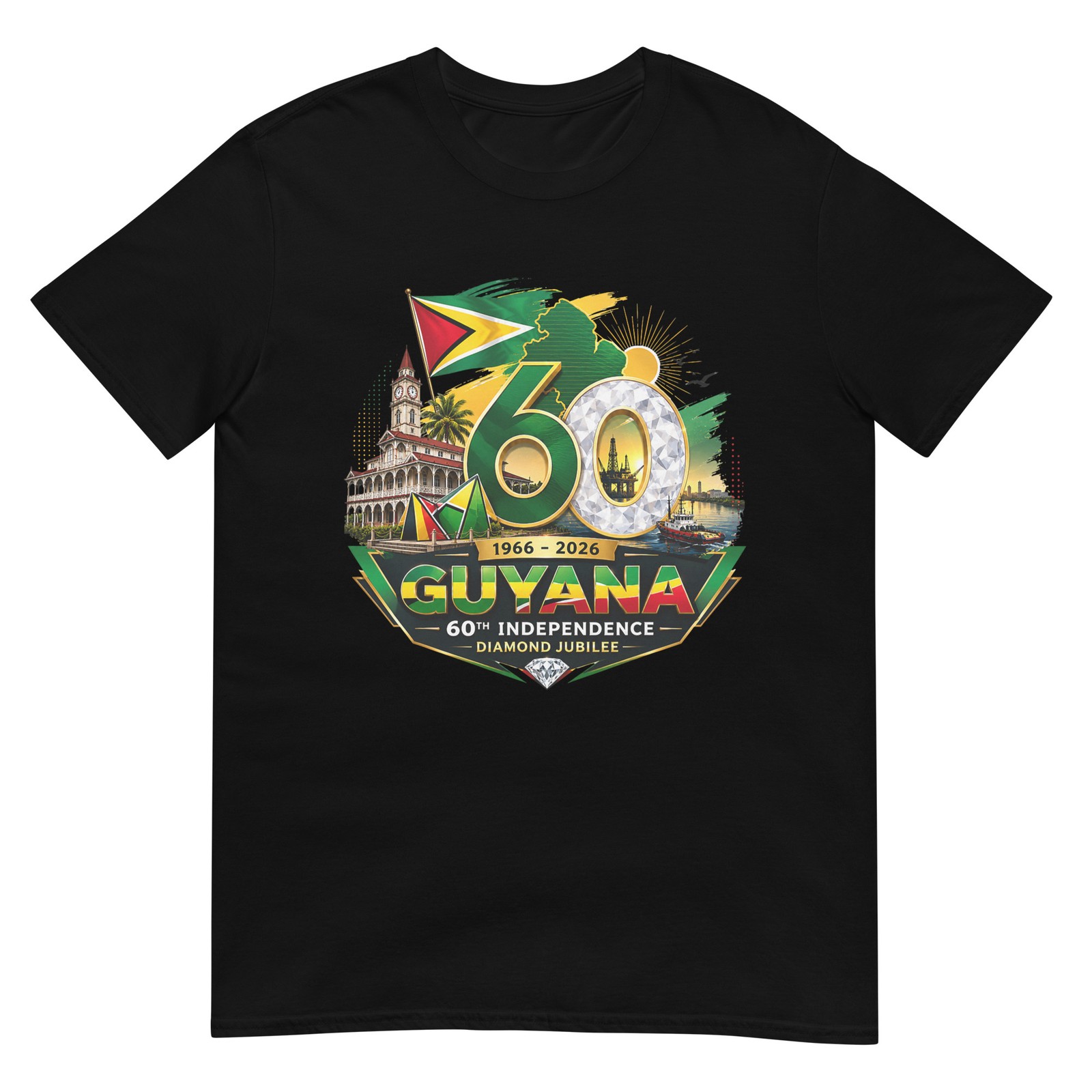 Celebrating 60 Years of Independence Guyana Diamond Jubilee T-Shirt
