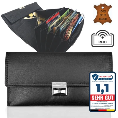 ELYARZI Kellner Geldbörse 100% Echtleder weich RFID-Schutz. Profi Kellner Portemonnaie