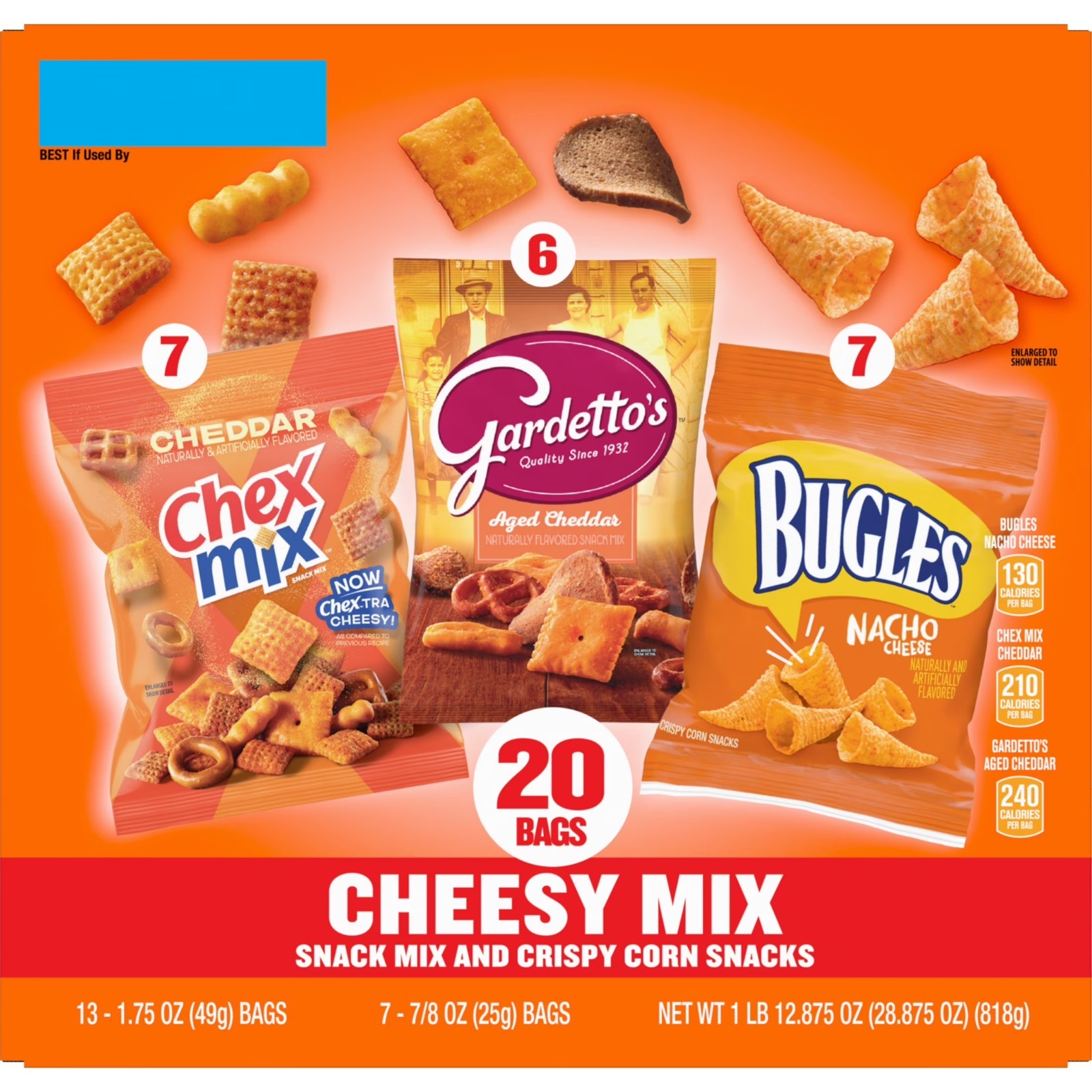 Checks Mix Cheesy Mix Variety Pack Snacks Chex Mix Bugles Gardetto's 20 Count 28. ...