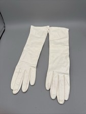 Vintage Leather Gloves- Ladies Size 7 White 14 Miss Aris Machine Washable