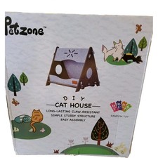 PETZONE Indoor Cat Cave Bed Tunnel Felt Scratch Resistant Blue Grey Medium