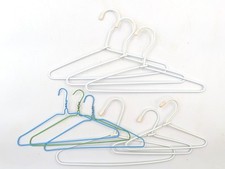 Lot 9 Doll Hangers 6 White Coated Wire 7  5 in. Plus 3 1950s Colored Wire 6 in.