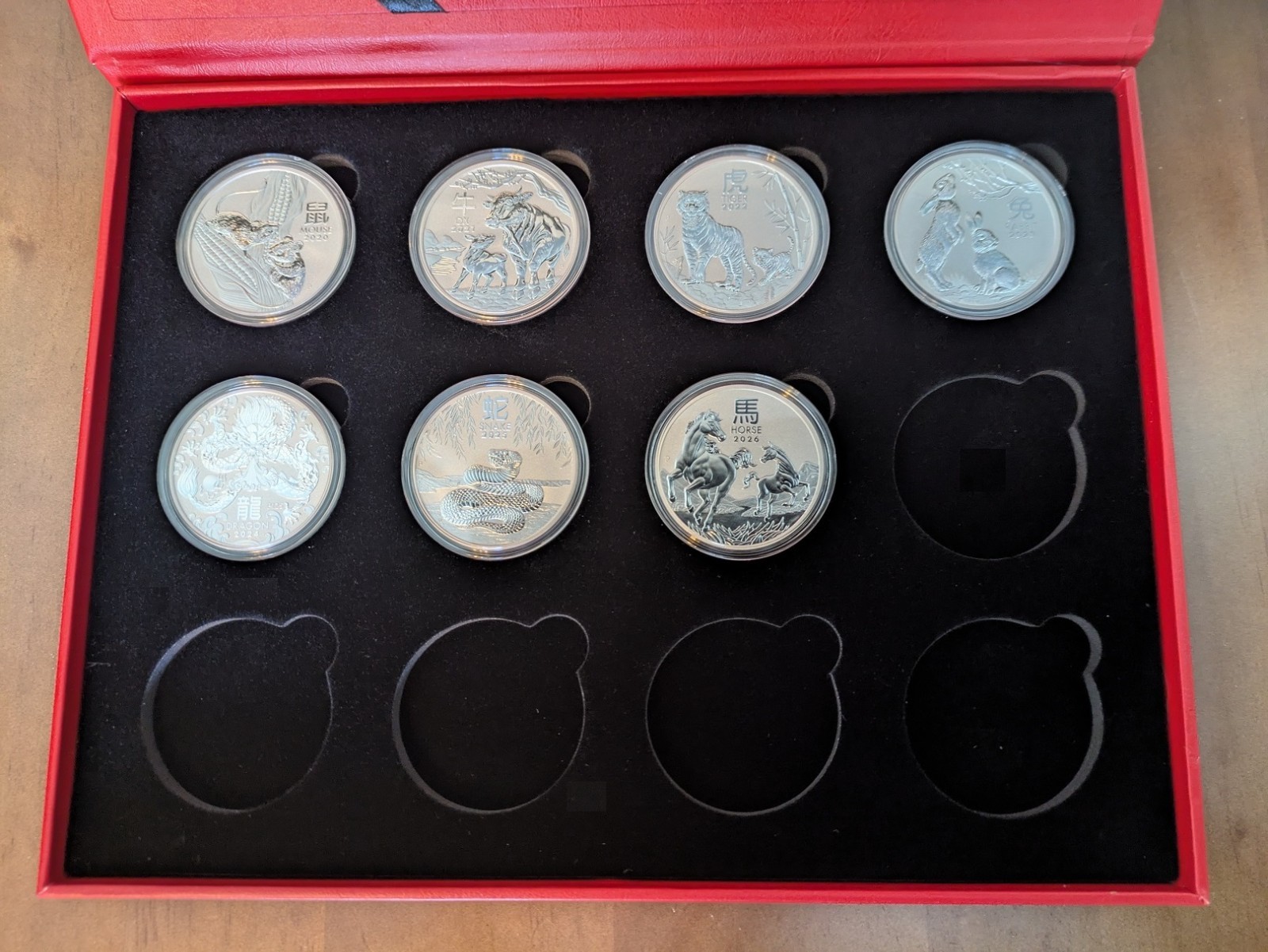 COMPLETE SET (7) AUSTRALIA 1 OZ. SILVER LUNAR SERIES III COINS 2020-2026 + CASE