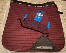 Weatherbeeta Prime Mulberry Dressage Saddle Pad + Full Ear Bonnet Set