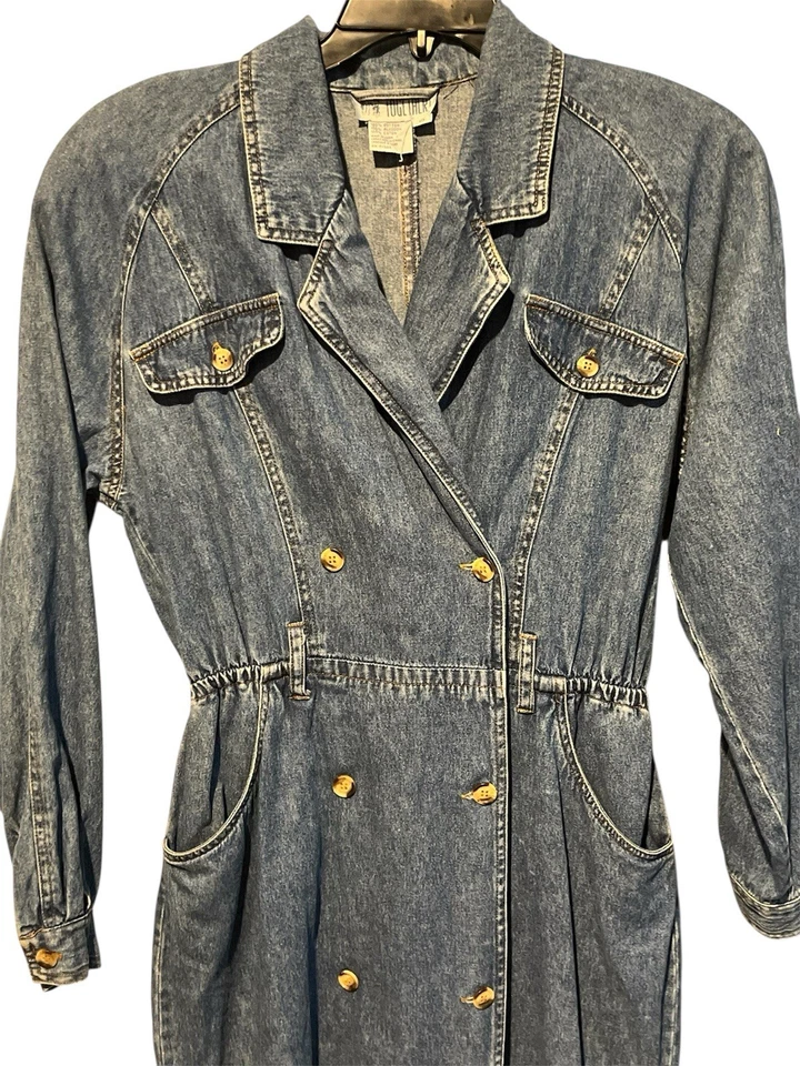 Maxi denim vintage con botones de doble botonadura talla 10 Foto 2 de 4