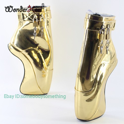 Extreme High Heel 7" Wedges Heel Short Ballet Boots Sexy Fetish High Heel Patent - Picture 5 of 29