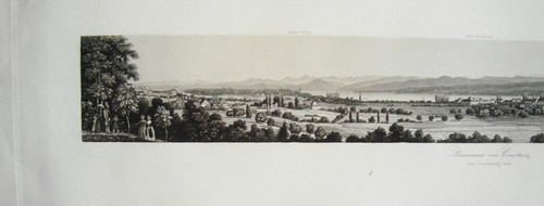 Konstanz Bodensee Alpen Dom Panoramaansicht Aquatinta Verlag Eisen 1840 - Picture 2 of 4