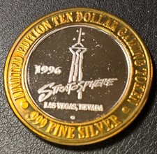 Stratosphere Las Vegas1996 .999 $10 Silver Strike Token| Opening Ceremonies