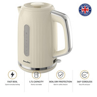Breville Bold Vanilla Cream Electric Kettle | 1.7L | 3Kw Fast Boil | Cream & Sil