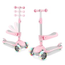 3 Wheel Scooter for Kids Ages 2-10 Years, 2 in 1 Kick Kids Scooter with Swive...