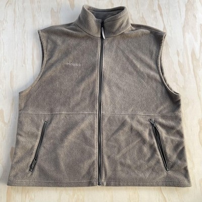 Columbia Vest Mens 2XL Brown Fleece Full Zip Pockets Outdoor Hiking XM1778-223