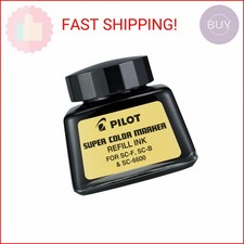 PILOT Super Color Permanent Marker Refill Ink, Black Ink, 1 Ounce Bottle with Dr