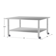 Stainless Steel new 48x24x35.5 Inch Work Table with 4 Wheels - Free Shipping
