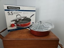 Tramontina 5.5 Quart Nonstick Deep Saute Frying Pan Jumbo Cooker Aluminum NEW