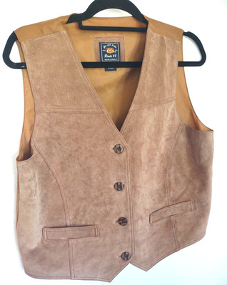 Vintage Route 66 Brown Suede Vest Size L Button Front Pockets Western Cowgirl