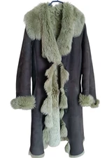 KuZu Brown Toscana Sheepskin Shearling Coat  Size M Fits L