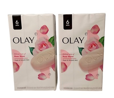 Olay Rose Water Delicate Notes Cleansing Soap Fresh Smooth Skin 12 Bars New