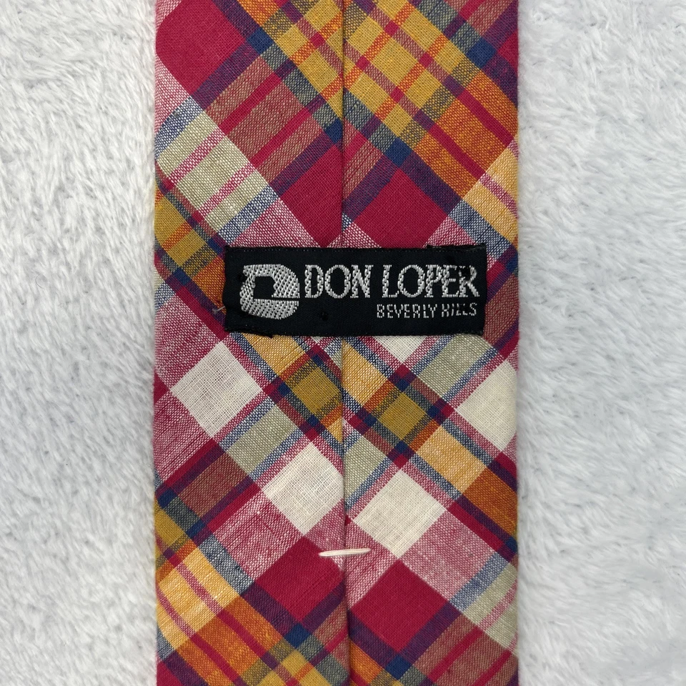 Don Loper Multicolor Plaid Men’s Necktie 3”x 56” 100% Cotton Made In USA - Изображение 2 из 4