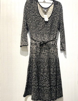NWT Carmen Marc Valvo Gold/Lurex Knit Dress~Sz L~Evening Glory w/Gold Stud Belt