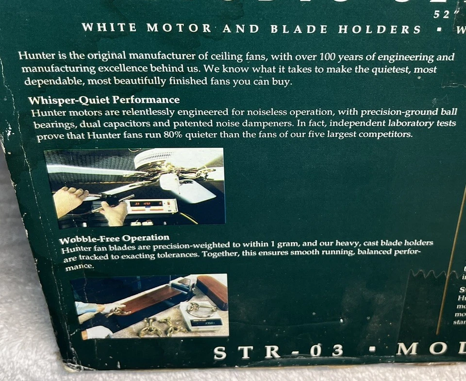 Hunter 52” 5 Blade White/Oak Studio Series Ceiling Fan W/Remote - Model 25736 - Image 4 of 4