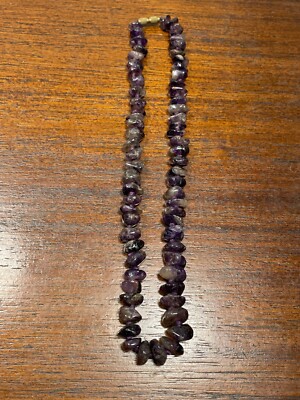 Collier Vintage Long En Perles De Pierre Bleue - Bijou Ancien Occasion 56-60 Cm