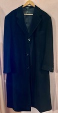 Women's Chaps Ralph Lauren Wool & Cashmere Black Dbl Breasted Long Pea Coat Sz48