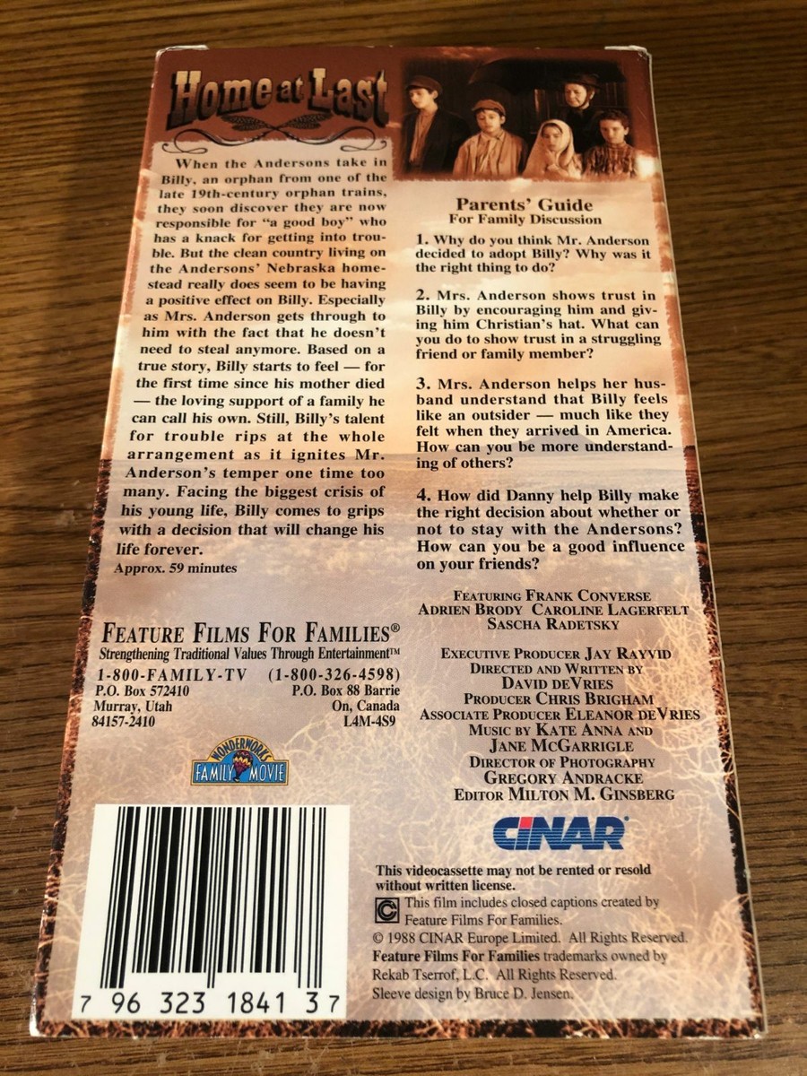 Home At Last VHS VCR Video Tape Movie Frank Converse Used