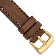 Gilden 24mm Brown w/Stitch Sport Calfskin w/IP-plated Buckle Watch Band