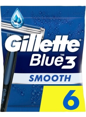Gillette Blue3 Smooth Herren Einwegrasierer, 6 Rasierer mit Dreifachklinge VERSIEGELT