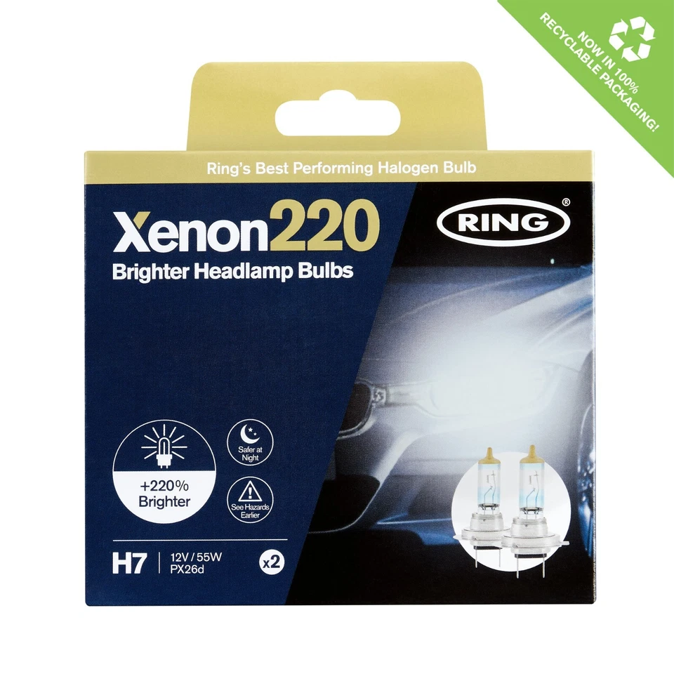 Ring Xenon 220 H7 Head Light Bulbs | Performance +220% Brighter - Pair RX2277 - Image 2 of 4