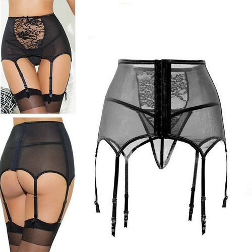 Women's Fun Underwear Sexy Lace Hollow High Waist Garter Strap Large Gift - Picture 2 of 16