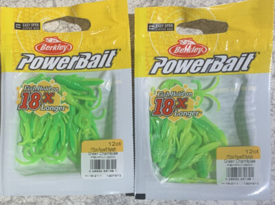2 Packs Berkley Powerbait 1  Power Nymph Ice Fishing Green Chartreuse